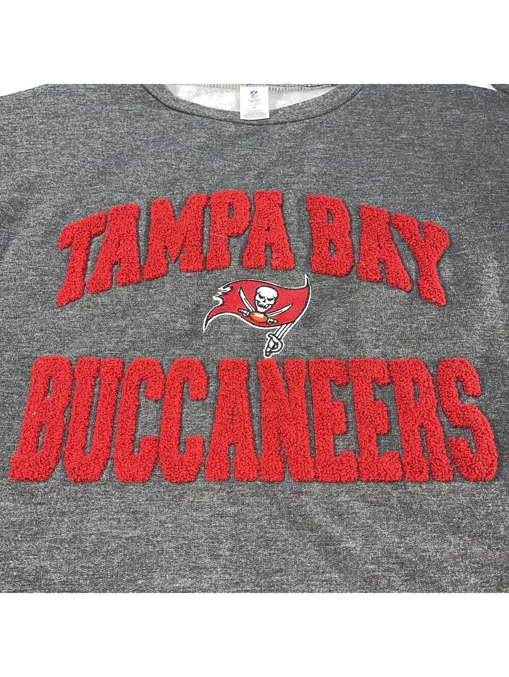 NFL Team Apparel Tampa Bay Buccaneer Sleepwear Sweatshirt Gray M Plush Letters